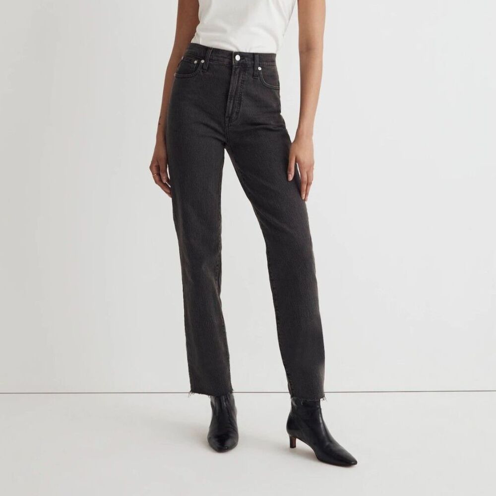 Madewell The Perfect Vintage Straight Jeans 28 Washed Black High Rise